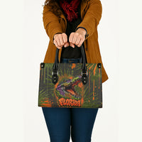 Florida Alligator Airboat Leather Bag Everglade Swamp Life Graffiti Splatter Artwork