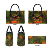 Florida Alligator Airboat Leather Bag Everglade Swamp Life Graffiti Splatter Artwork