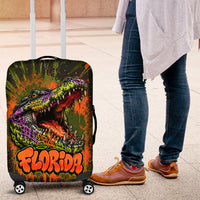 Florida Alligator Airboat Luggage Cover Everglade Swamp Life Graffiti Splatter Artwork