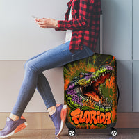 Florida Alligator Airboat Luggage Cover Everglade Swamp Life Graffiti Splatter Artwork