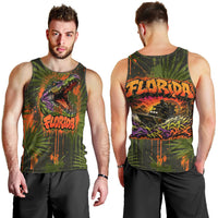 Florida Alligator Airboat Men Tank Top Everglade Swamp Life Graffiti Splatter Artwork