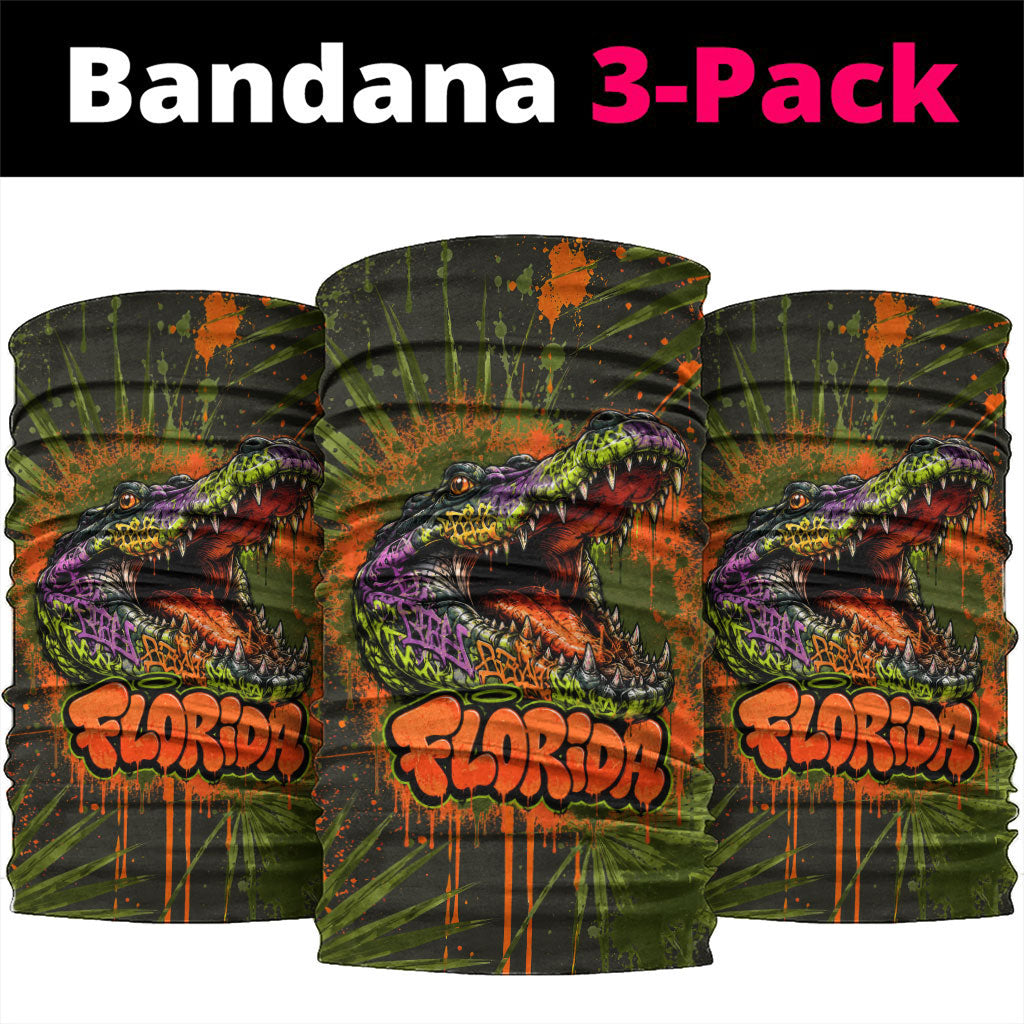 Florida Alligator Airboat Neck Gaiter Everglade Swamp Life Graffiti Splatter Artwork