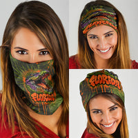 Florida Alligator Airboat Neck Gaiter Everglade Swamp Life Graffiti Splatter Artwork