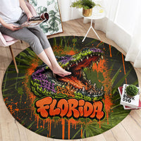 Florida Alligator Airboat Round Carpet Everglade Swamp Life Graffiti Splatter Artwork