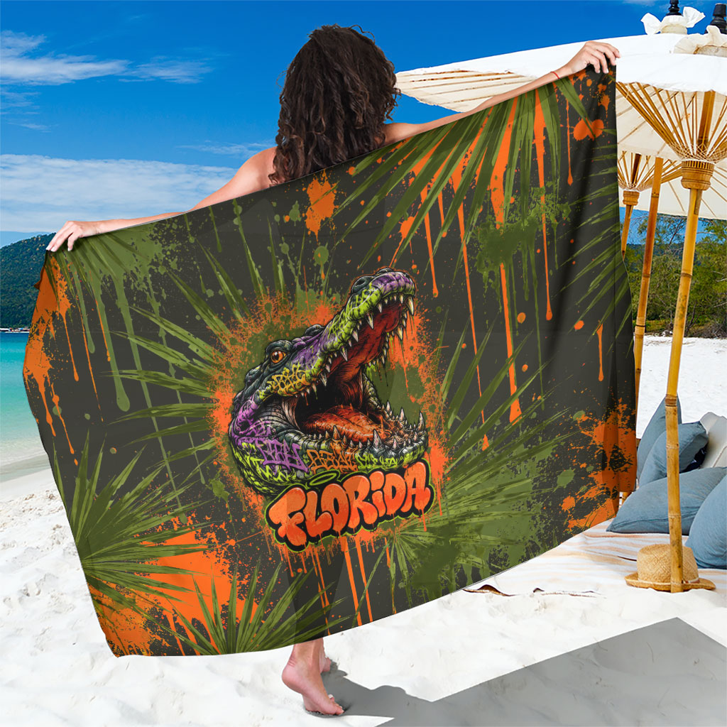Florida Alligator Airboat Sarong Everglade Swamp Life Graffiti Splatter Artwork