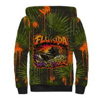 Florida Alligator Airboat Sherpa Hoodie Everglade Swamp Life Graffiti Splatter Artwork