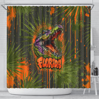 Florida Alligator Airboat Shower Curtain Everglade Swamp Life Graffiti Splatter Artwork
