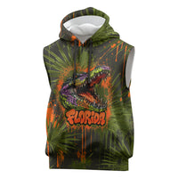 Florida Alligator Airboat Sleeveless Hoodie Everglade Swamp Life Graffiti Splatter Artwork