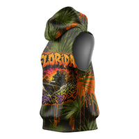 Florida Alligator Airboat Sleeveless Hoodie Everglade Swamp Life Graffiti Splatter Artwork