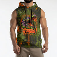 Florida Alligator Airboat Sleeveless Hoodie Everglade Swamp Life Graffiti Splatter Artwork
