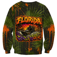 Florida Alligator Airboat Sweatshirt Everglade Swamp Life Graffiti Splatter Artwork