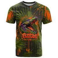 Florida Alligator Airboat T Shirt Everglade Swamp Life Graffiti Splatter Artwork