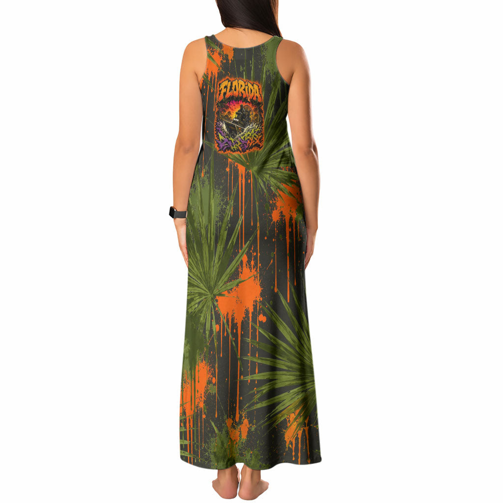 Florida Alligator Airboat Tank Maxi Dress Everglade Swamp Life Graffiti Splatter Artwork