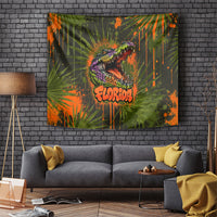 Florida Alligator Airboat Tapestry Everglade Swamp Life Graffiti Splatter Artwork