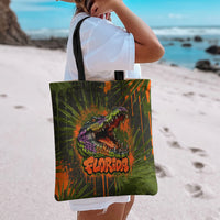 Florida Alligator Airboat Tote Bag Everglade Swamp Life Graffiti Splatter Artwork