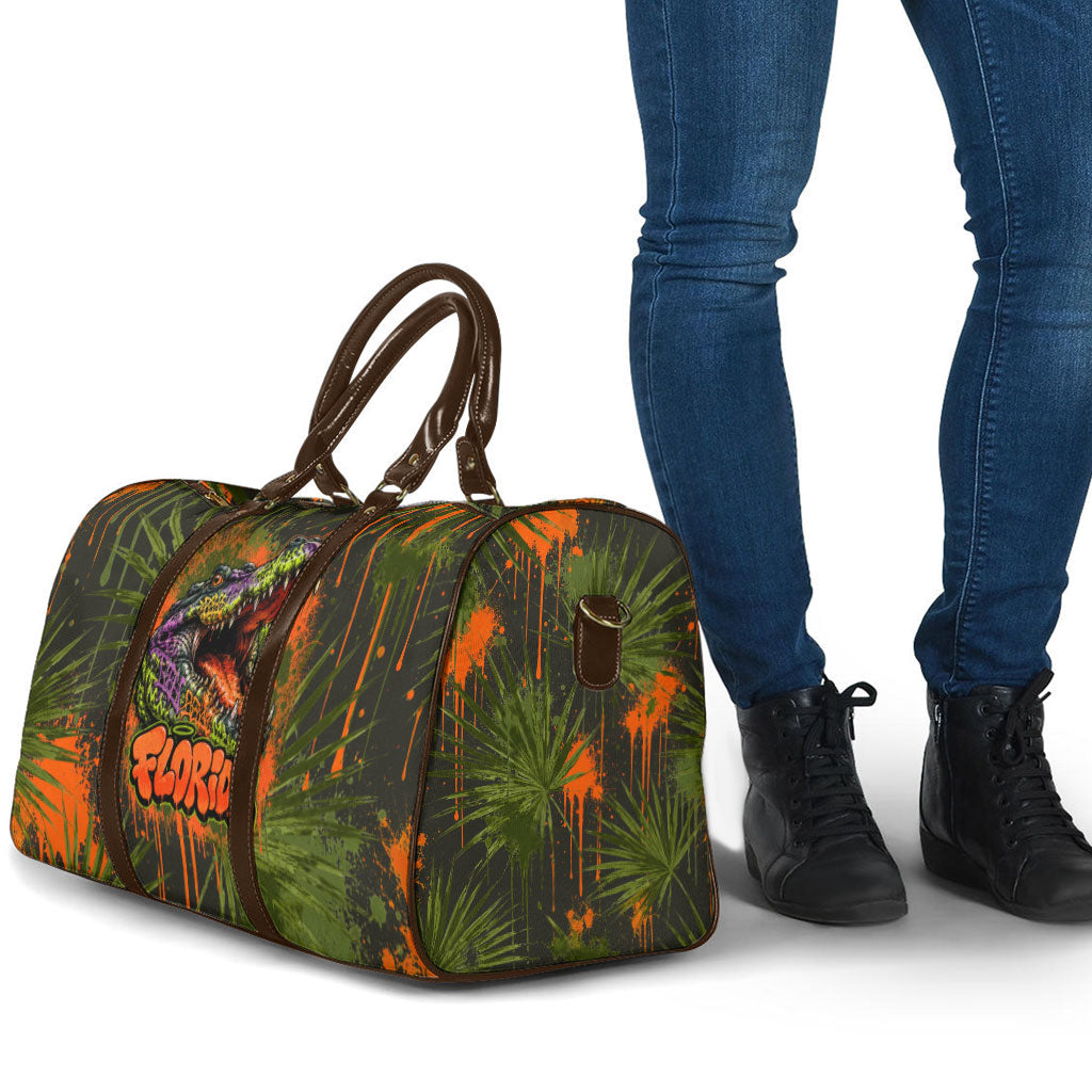 Florida Alligator Airboat Travel Bag Everglade Swamp Life Graffiti Splatter Artwork