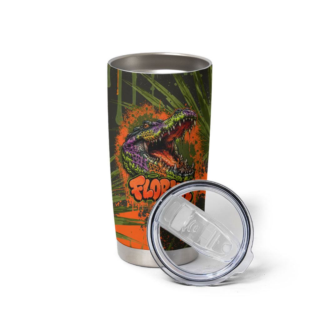 Florida Alligator Airboat Tumbler Cup Everglade Swamp Life Graffiti Splatter Artwork