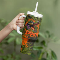 Florida Alligator Airboat Tumbler With Handle Everglade Swamp Life Graffiti Splatter Artwork