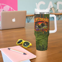 Florida Alligator Airboat Tumbler With Handle Everglade Swamp Life Graffiti Splatter Artwork