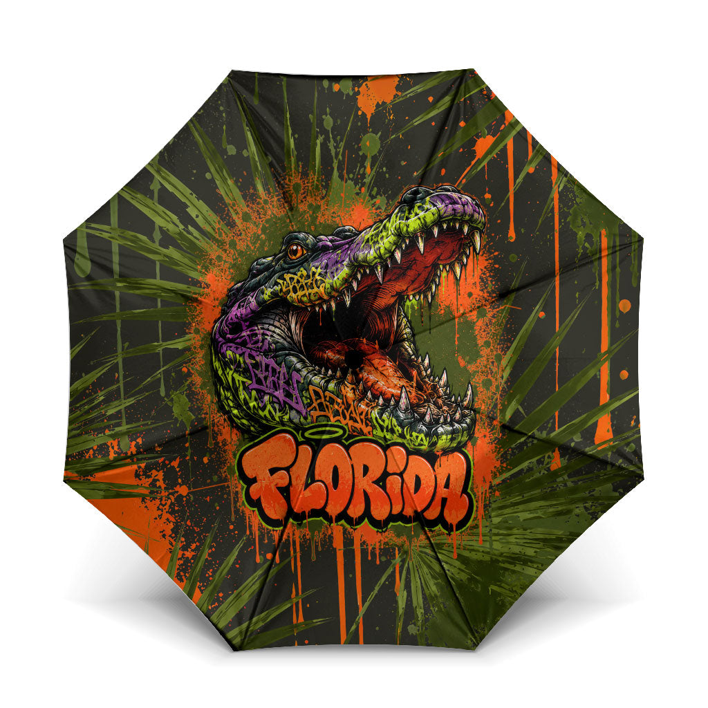 Florida Alligator Airboat Umbrella Everglade Swamp Life Graffiti Splatter Artwork