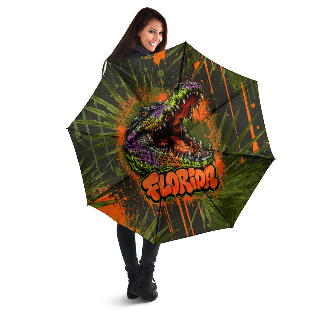 Florida Alligator Airboat Umbrella Everglade Swamp Life Graffiti Splatter Artwork