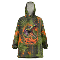 Florida Alligator Airboat Wearable Blanket Hoodie Everglade Swamp Life Graffiti Splatter Artwork