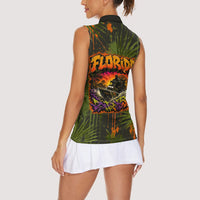Florida Alligator Airboat Women Sleeveless Polo Shirt Everglade Swamp Life Graffiti Splatter Artwork