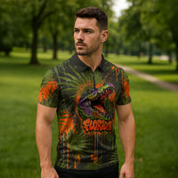 Florida Alligator Airboat Zipper Polo Shirt Everglade Swamp Life Graffiti Splatter Artwork