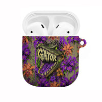 Florida Gator Wild Airboat AirPods Case Tropical Hibiscus Floral Graffiti Paint Splatter Art