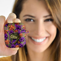 Florida Gator Wild Airboat AirPods Case Tropical Hibiscus Floral Graffiti Paint Splatter Art