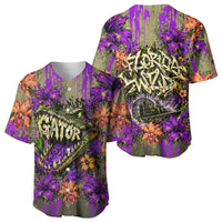 Florida Gator Wild Airboat Baseball Jersey Tropical Hibiscus Floral Graffiti Paint Splatter Art