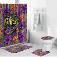 Florida Gator Wild Airboat Bathroom Set Tropical Hibiscus Floral Graffiti Paint Splatter Art