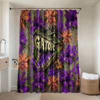Florida Gator Wild Airboat Bathroom Set Tropical Hibiscus Floral Graffiti Paint Splatter Art
