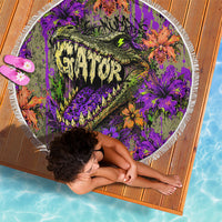 Florida Gator Wild Airboat Beach Blanket Tropical Hibiscus Floral Graffiti Paint Splatter Art