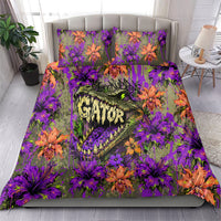 Florida Gator Wild Airboat Bedding Set Tropical Hibiscus Floral Graffiti Paint Splatter Art