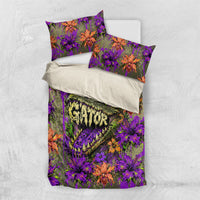 Florida Gator Wild Airboat Bedding Set Tropical Hibiscus Floral Graffiti Paint Splatter Art