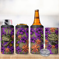 Florida Gator Wild Airboat 4 in 1 Can Cooler Tumbler Tropical Hibiscus Floral Graffiti Paint Splatter Art