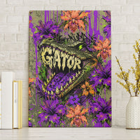 Florida Gator Wild Airboat Canvas Wall Art Tropical Hibiscus Floral Graffiti Paint Splatter Art