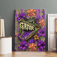 Florida Gator Wild Airboat Canvas Wall Art Tropical Hibiscus Floral Graffiti Paint Splatter Art