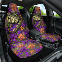 Florida Gator Wild Airboat Car Seat Cover Tropical Hibiscus Floral Graffiti Paint Splatter Art