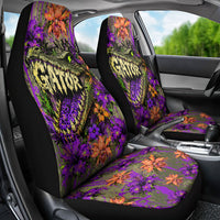 Florida Gator Wild Airboat Car Seat Cover Tropical Hibiscus Floral Graffiti Paint Splatter Art