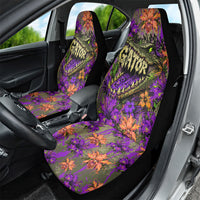 Florida Gator Wild Airboat Car Seat Cover Tropical Hibiscus Floral Graffiti Paint Splatter Art