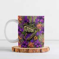 Florida Gator Wild Airboat Ceramic Mug Tropical Hibiscus Floral Graffiti Paint Splatter Art