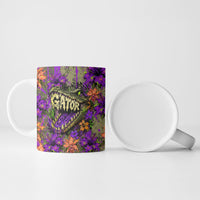 Florida Gator Wild Airboat Ceramic Mug Tropical Hibiscus Floral Graffiti Paint Splatter Art