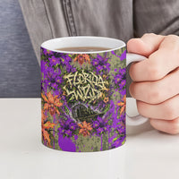 Florida Gator Wild Airboat Ceramic Mug Tropical Hibiscus Floral Graffiti Paint Splatter Art