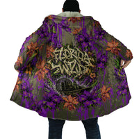 Florida Gator Wild Airboat Cloak Tropical Hibiscus Floral Graffiti Paint Splatter Art