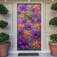 Florida Gator Wild Airboat Door Cover Tropical Hibiscus Floral Graffiti Paint Splatter Art