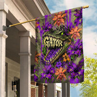 Florida Gator Wild Airboat Garden Flag Tropical Hibiscus Floral Graffiti Paint Splatter Art