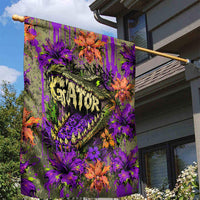 Florida Gator Wild Airboat Garden Flag Tropical Hibiscus Floral Graffiti Paint Splatter Art