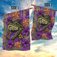 Florida Gator Wild Airboat Garden Flag Tropical Hibiscus Floral Graffiti Paint Splatter Art